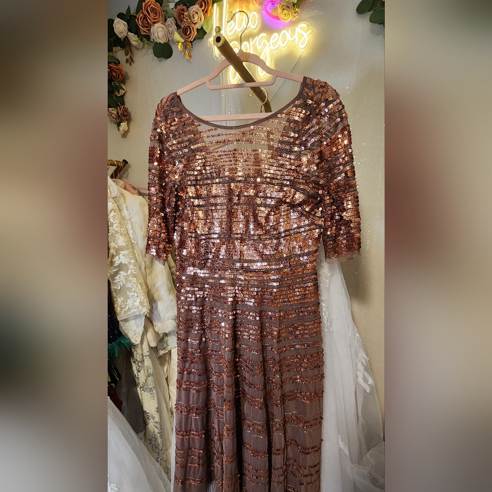 NWT Size 10 Johnny Was Sepia Beaded Sequin Midi Cocktail Dress - Picture 6 of 9
